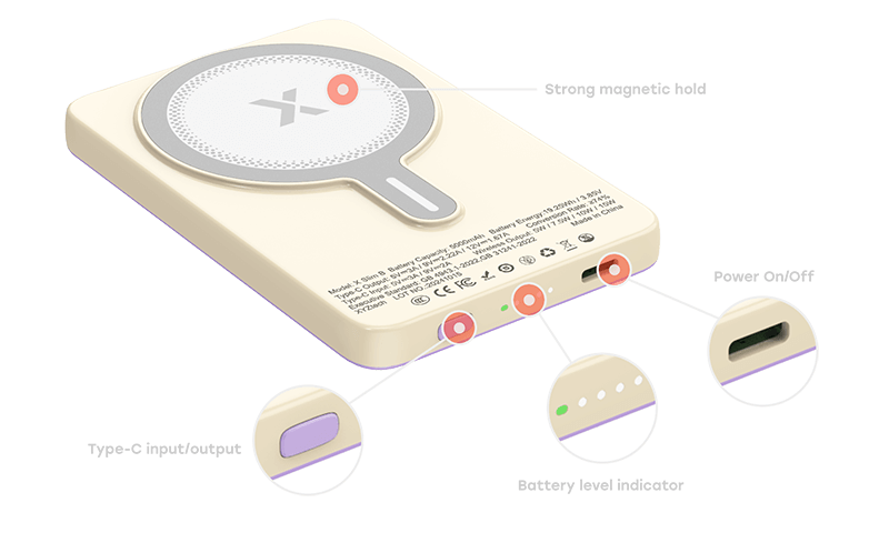 XYZtech X Slim B Wireless Power Bank - 5000mAh - Lavender/Cream