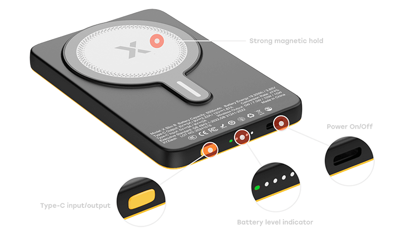 XYZtech X Slim B Wireless Power Bank - 5000mAh - Yellow/Black
