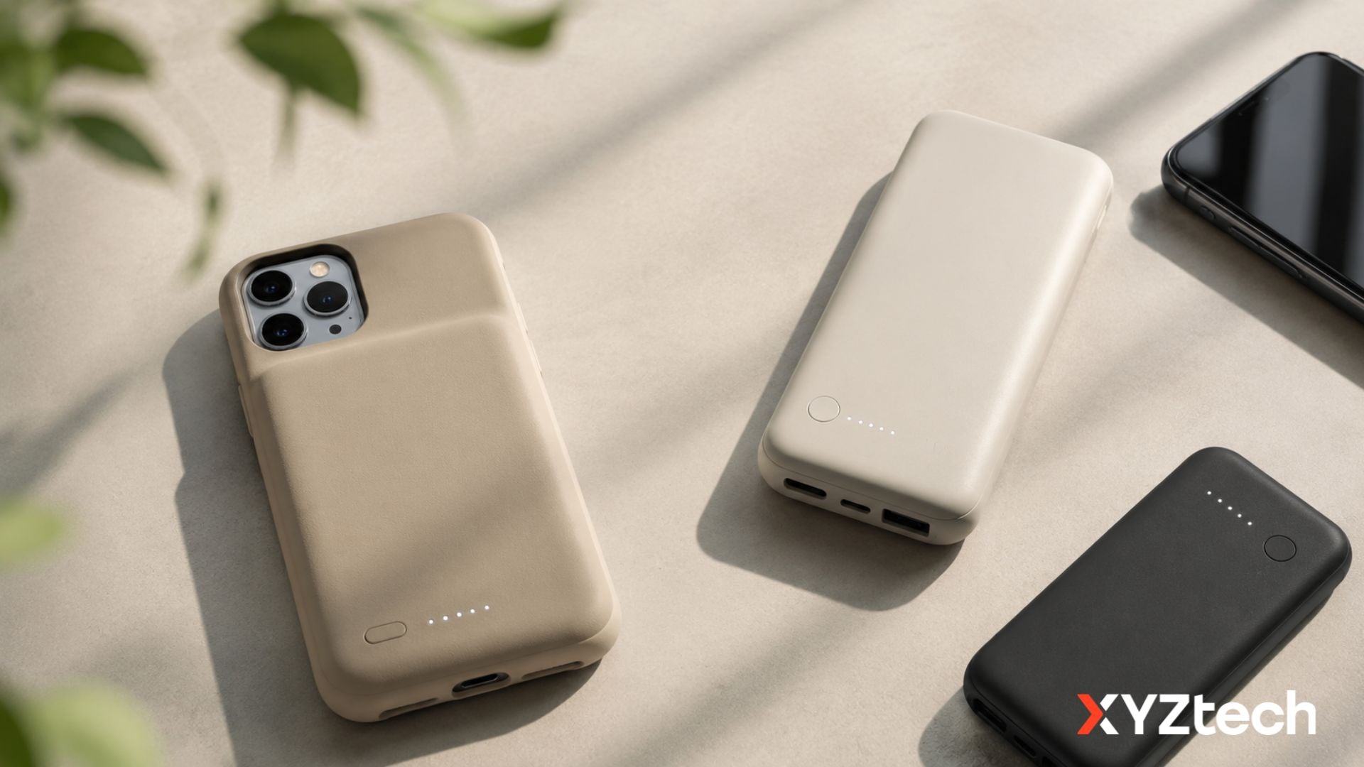 Charging Phone Case, and White and Black Power Banks