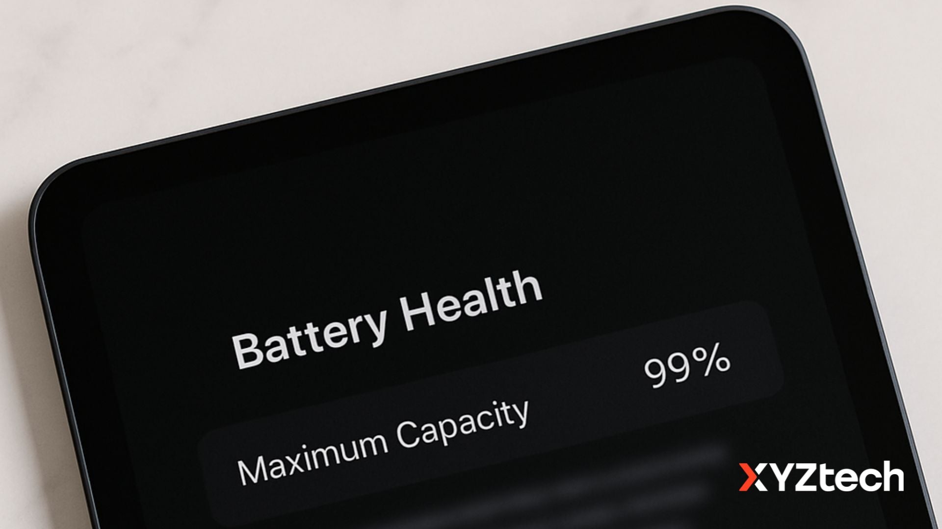 iPad battery health showing 99%.