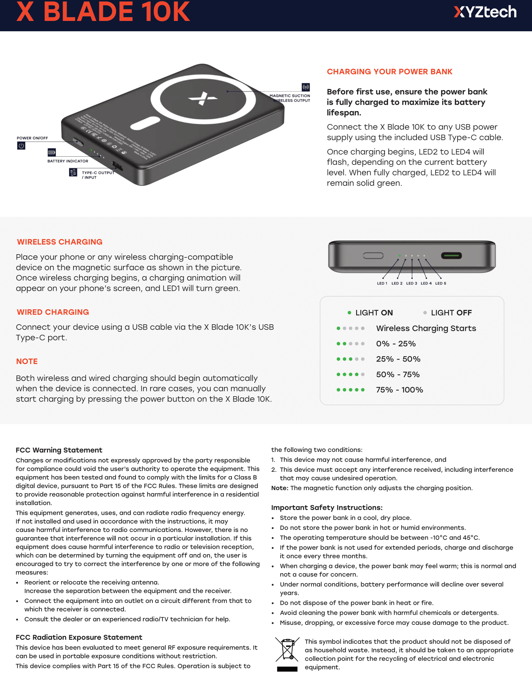 XYZtech X Blade 10K Wireless Power Bank - 10000mAh