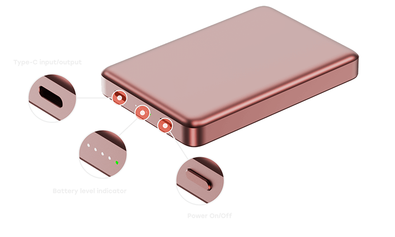 XYZtech X Blade 10K Wireless Power Bank - Rose gold