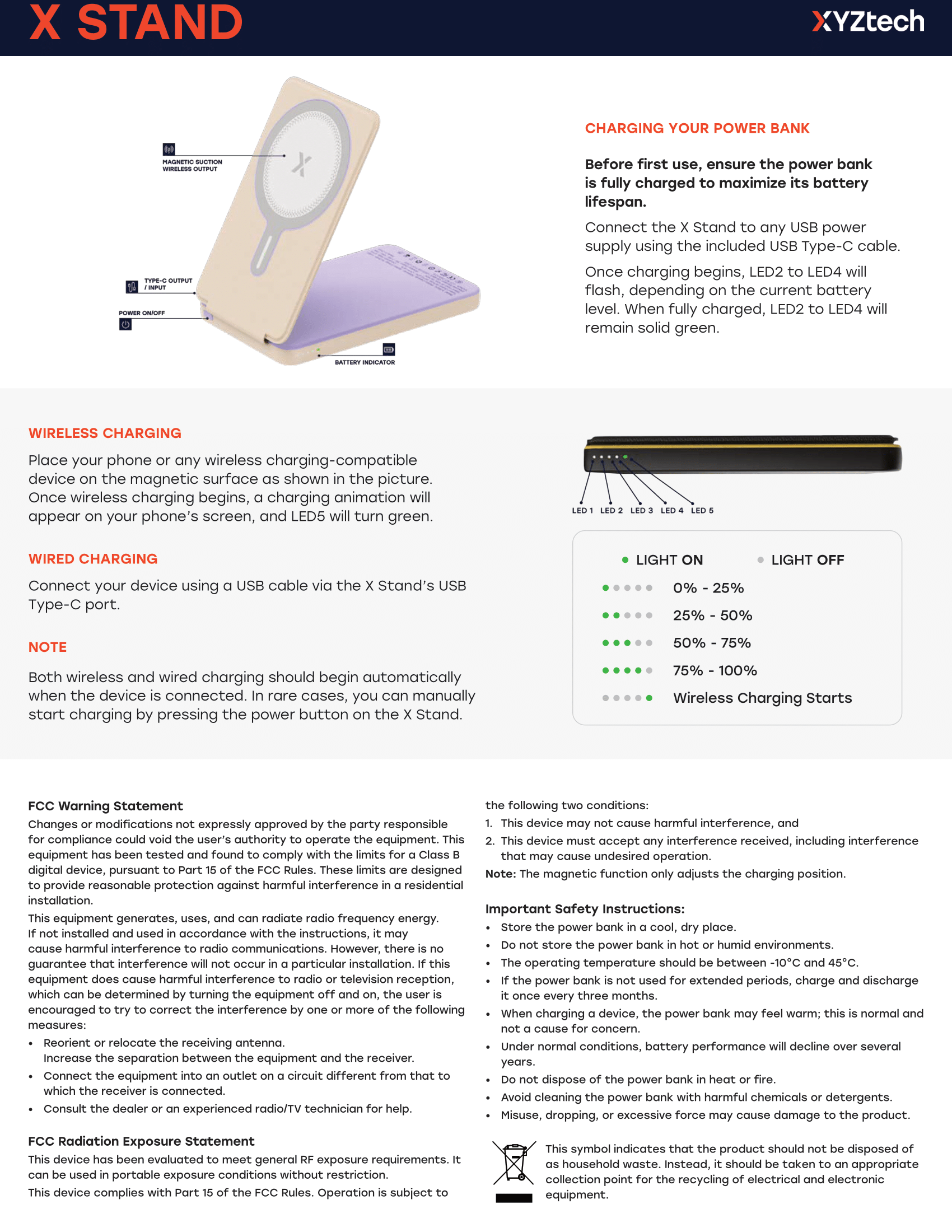XYZtech X Stand Wireless Power Bank - 5000mAh