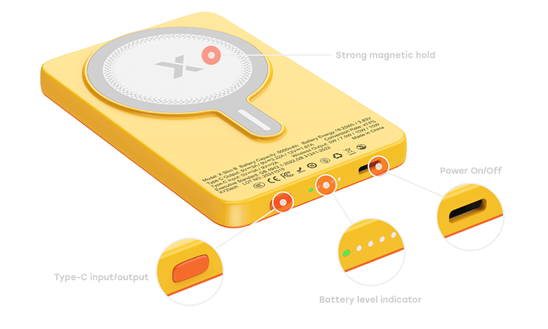 XYZtech X Slim B Wireless Power Bank - Orange/Yellow