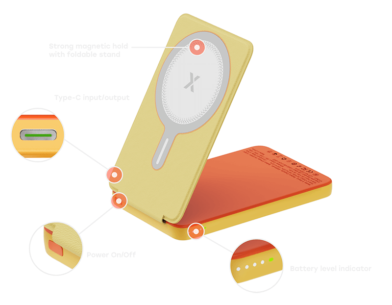 XYZtech X Stand Wireless Power Bank - Orange/Yellow